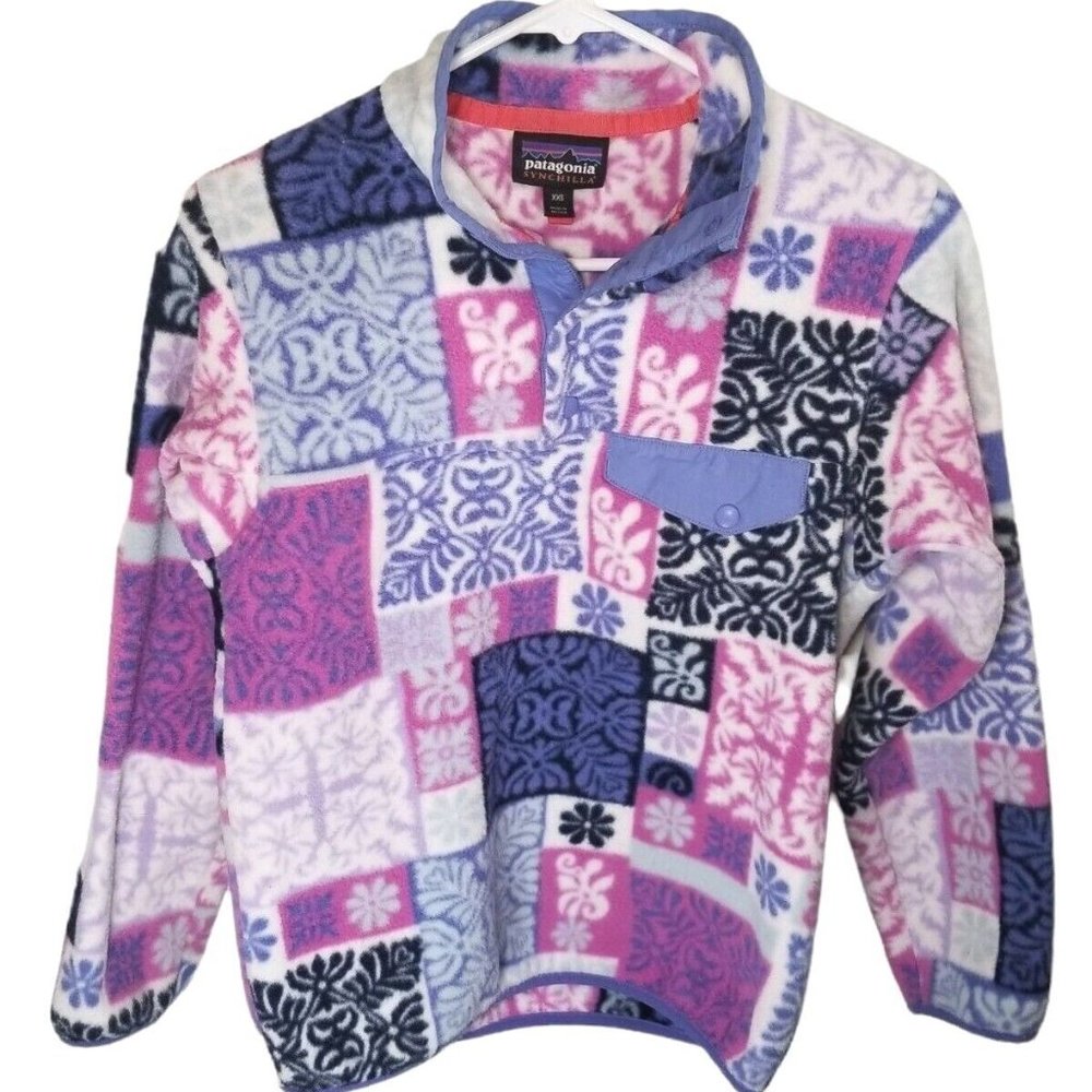 Patagonia Synchilla Fleece Snap T Sweater Women XXS Snow Blue Purple Gorpcore